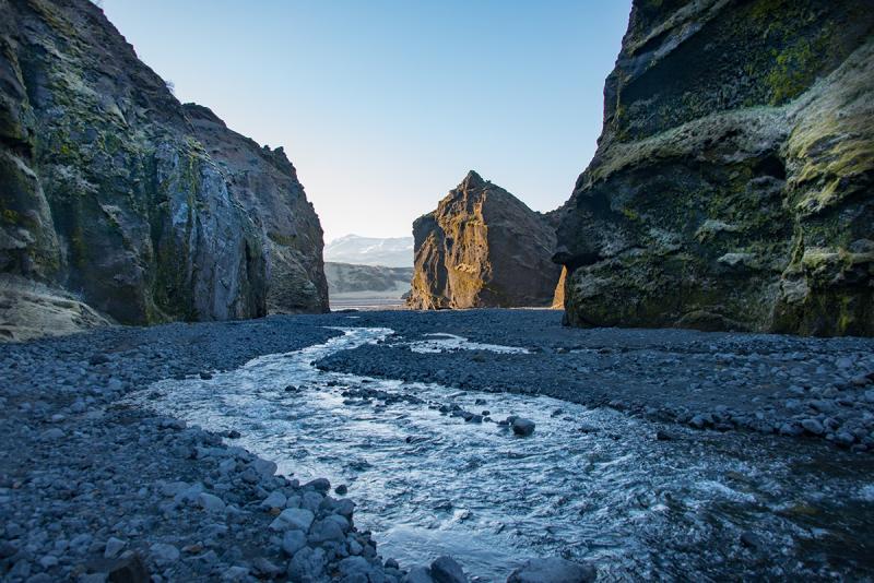 National Park in Iceland in a river valley